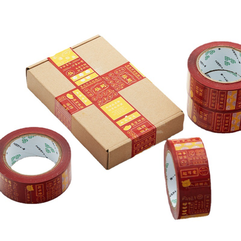 Año nuevo cinta palabras de saludo palabras populares 4,5 cm embalaje caja de sellado expreso cinta embalaje de papel sellado todo lindo