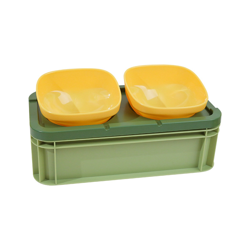 Hawo gato tazón doble tazón de alimentación agua potable protección cervical columna vertebral perro cuenca gato tazón integrado anti-knock suministros para mascotas