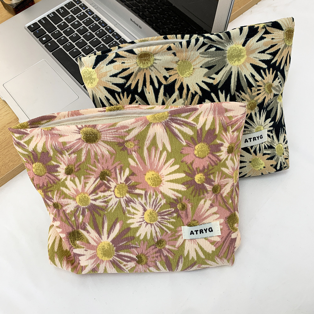 Fresca pequeña bolsa de maquillaje de flores de viaje portátil de gran capacidad bolsa de almacenamiento de lápiz labial de maquillaje bolsa de mano