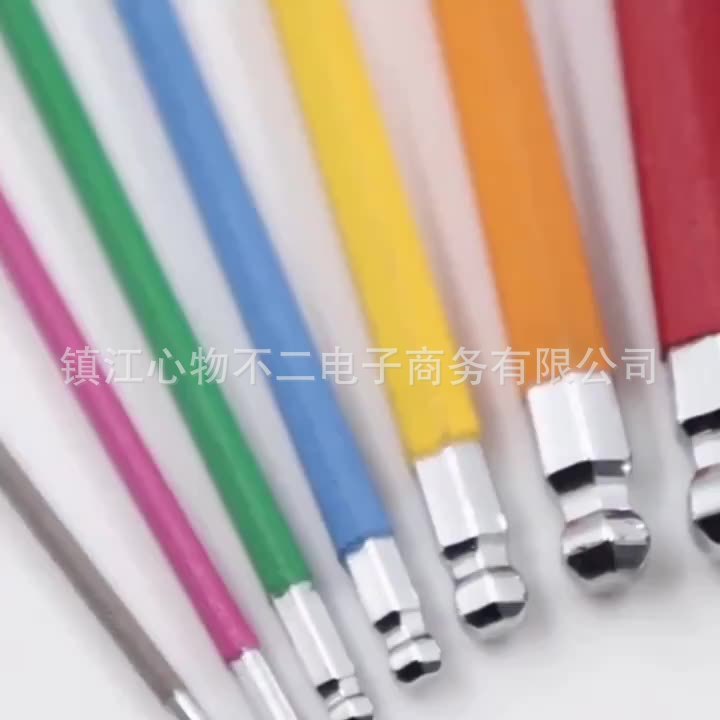 9本組カラフル六角レンチ、ボールヘッド梅花レンチ、中長CR-V鋼レンチ、ドライバー工具、折りたたみ式、越境販売|undefined