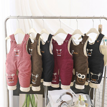 冬款棉裤婴儿羽绒棉背带裤婴儿夹棉保暖外穿开档冬天男童宝宝加厚