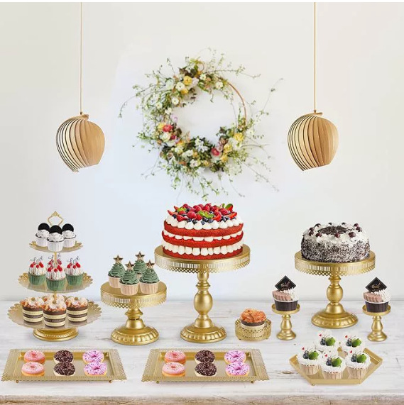 Creativo transfronterizo oro hueco estante de pasteles propósitos de boda mesa de postres decoración postres tienda de postres refrigerio combinación de estante de pasteles