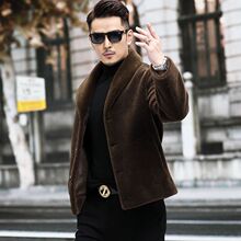 冬季新款海宁羊剪绒外套男短款夹克双面穿羊羔毛皮毛一体皮草大衣