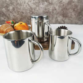 加工定制LOGO双层隔热手柄不锈钢马克杯野营随手杯咖啡杯饮水杯