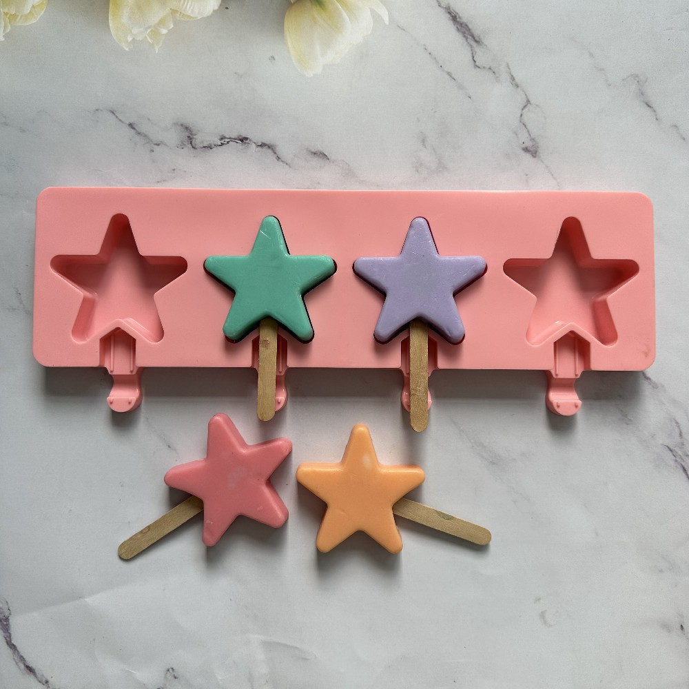 4 líneas de pentacabezas helado 157 molde de silicona pastel helado pudín molde de postre jabón utensilios