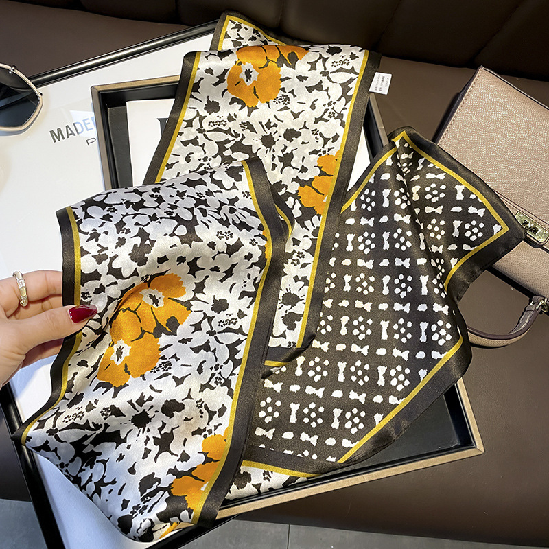 Hangzhou bufandas de seda verde azul estilo nacional morera seda flotante mujer primavera y otoño con bufandas de seda de doble capa 150 * 15cm bufandas