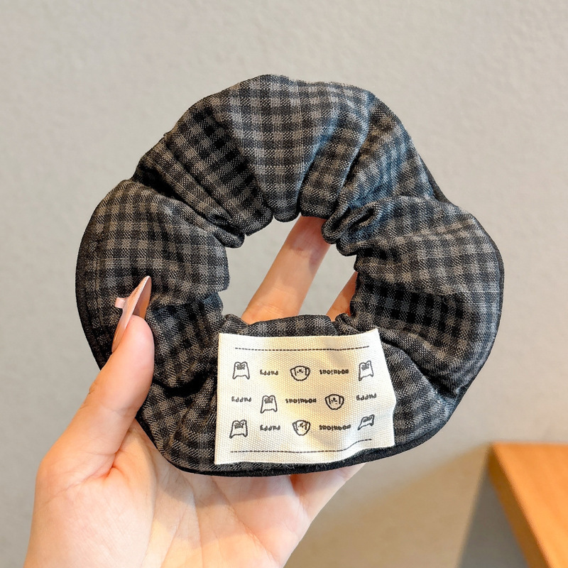 Accesorio para el cabello de estilo francés para mujer, pañuelo cuadrado simple, coletero de gran tamaño con ribete de encaje.