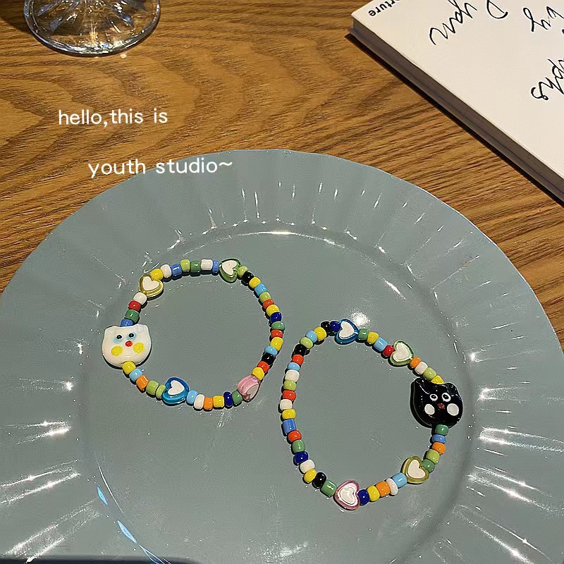 Cartoon Style Cat Seed Bead Handmade Unisex Bracelets 1 Piece