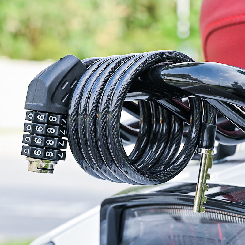 Suitable for Steel Wire Helmet Lock Motorcycle Bicycle Anti-Theft Helmet Lock Telescopic Steel Wire Lock Cow Password Lock Head