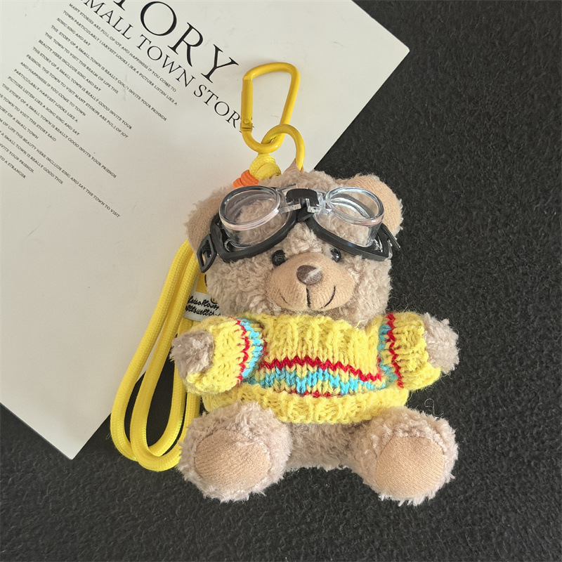 Aviator Bear Bolso Colgante Muñeco de felpa Llavero Escuela secundaria Regalos Joyas creativas