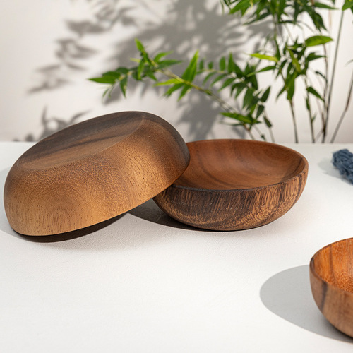 Japanese acacia wood disc solid wood pallet wooden serving plate home dish plate wholesale hotel plate dessert plate