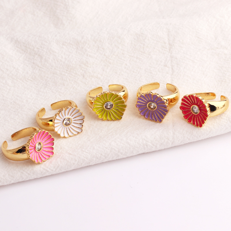 Simple Style Flower Copper Plating Open Ring 1 Piece