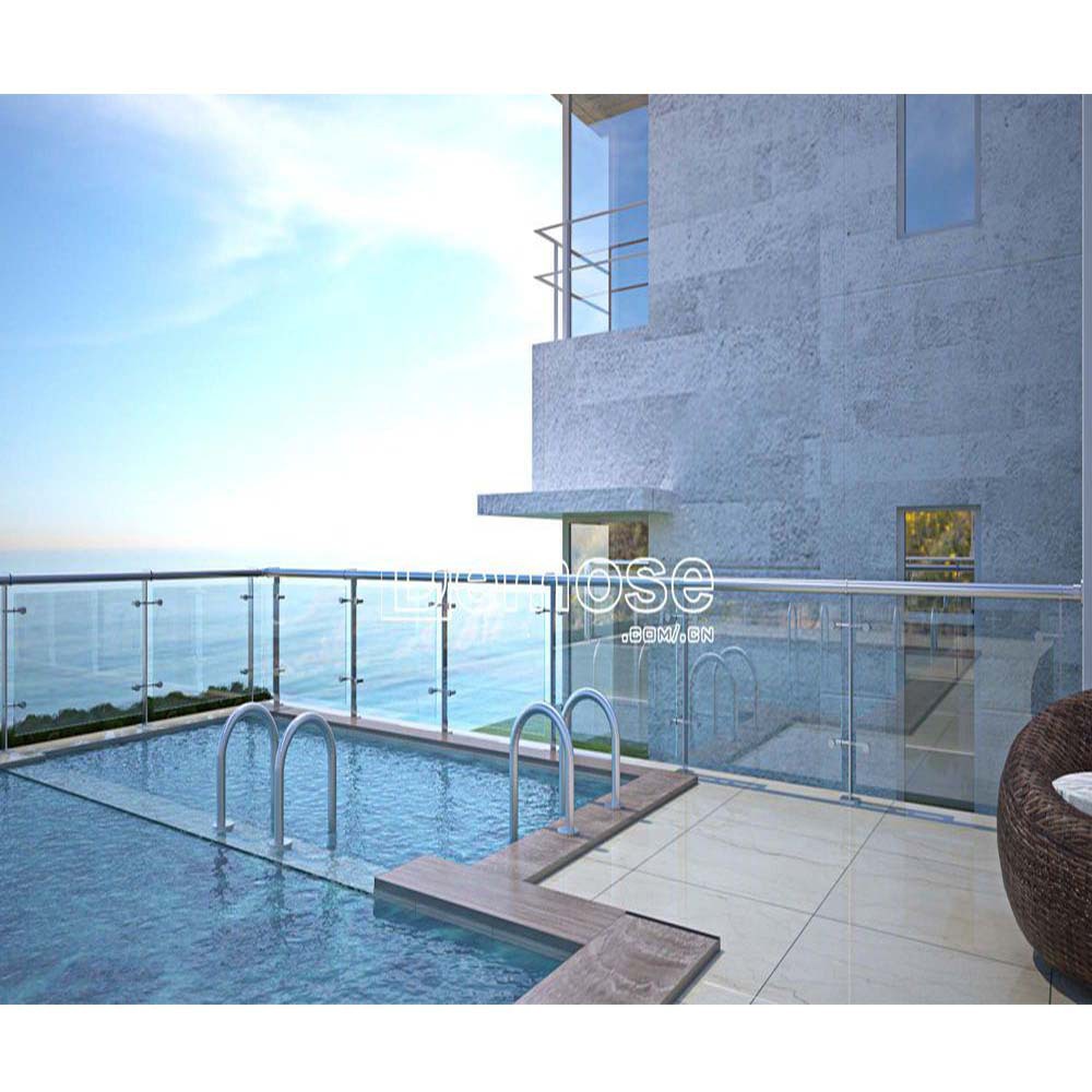 海边景区游泳池玻璃栏杆 不锈钢扶手管别墅泳池玻璃隔离栏杆出口