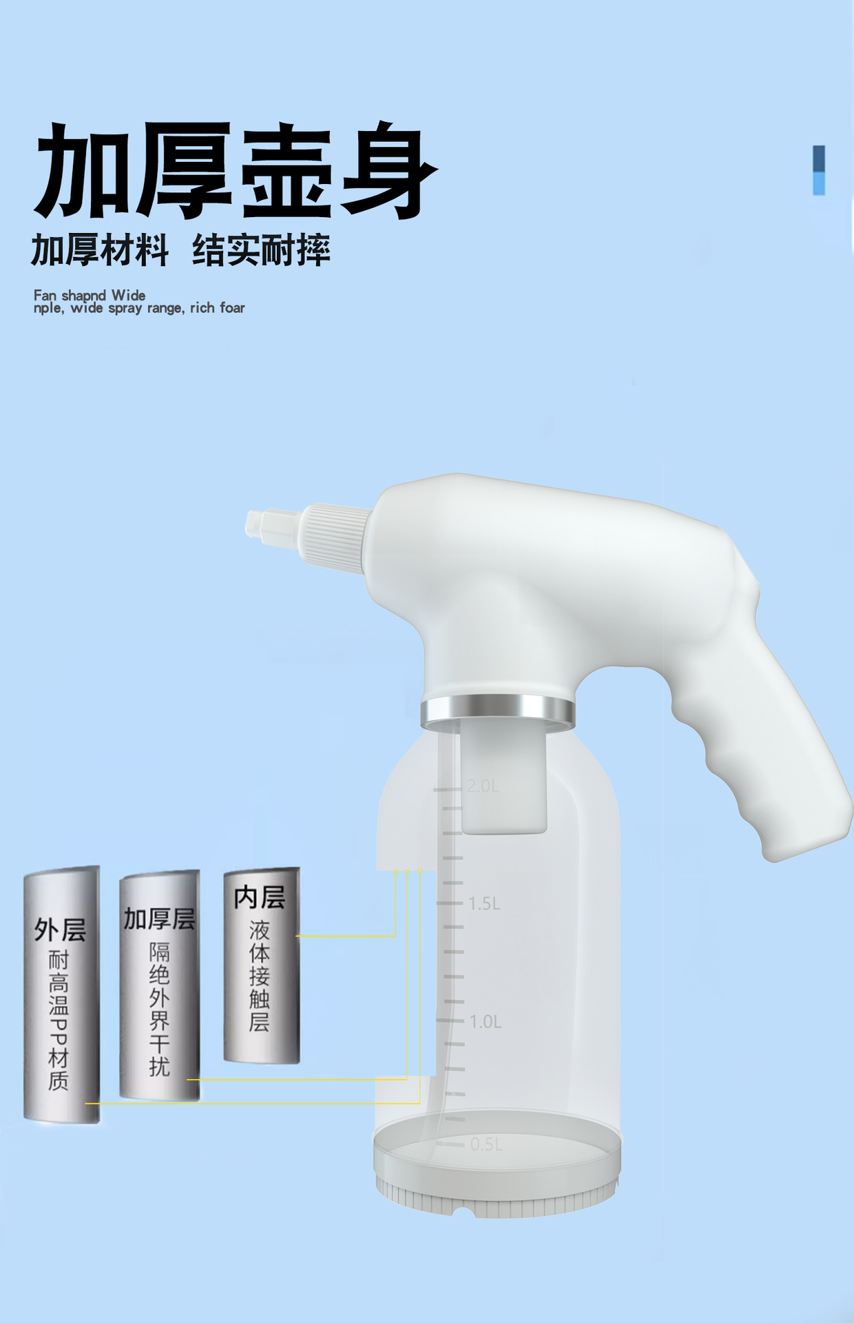 New handheld car wash electric foam spray gun large capacity 2L car cleaning watering can Charging portable high pressure endurance