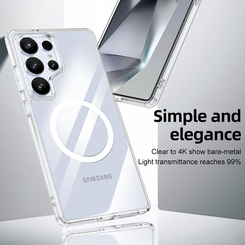 Transfronterizo A17 para s25edge Samsung s25ultra funda para teléfono móvil magnética transparente A56 funda protectora anti-caída