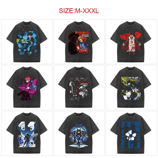 Blue Prison Animation Peripheral Direct Injection Craft Pattern Breathable Printing Loose Men's and Women's Casual Round Neck Short Sleeve