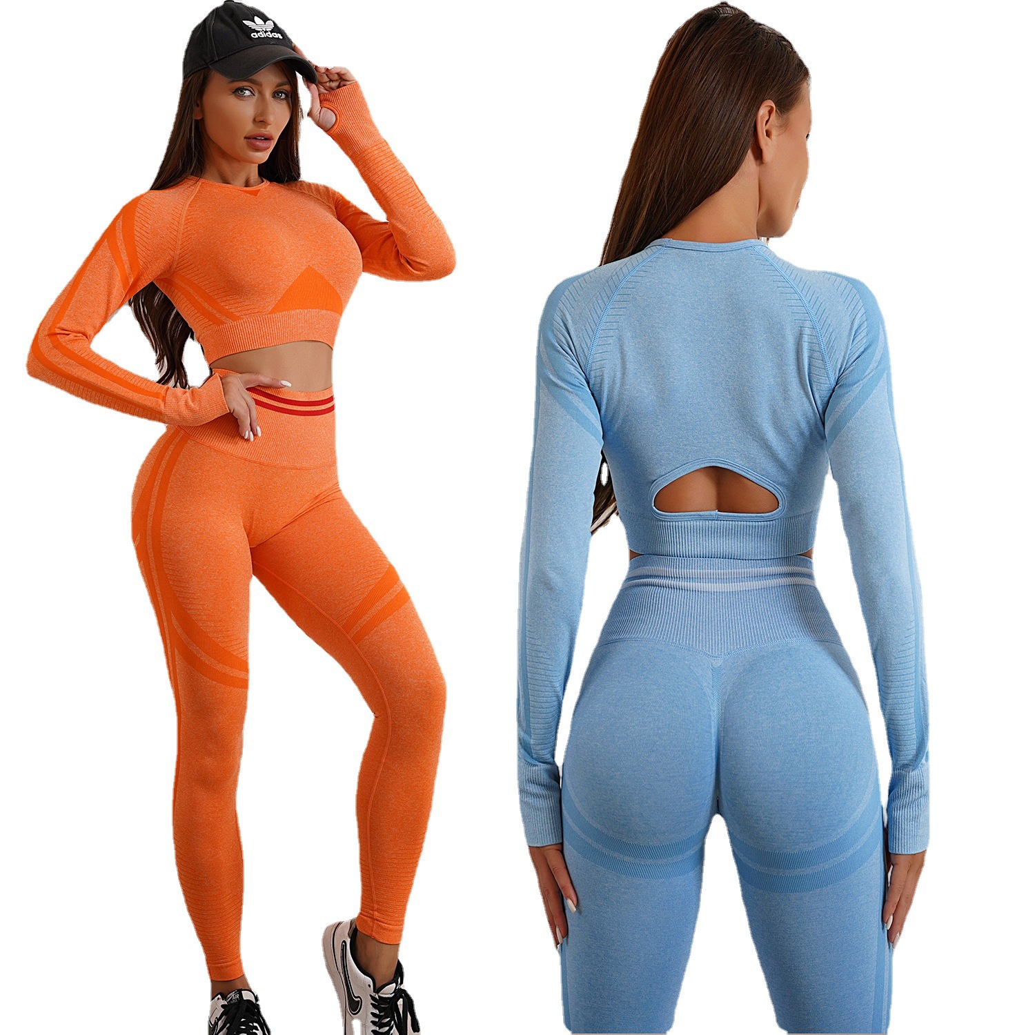 Europa y América de cinco piezas Hip-lifting Hip-Shaping pantalones de fitness traje de espalda yoga top de manga corta de punto fitness yoga ropa para mujeres