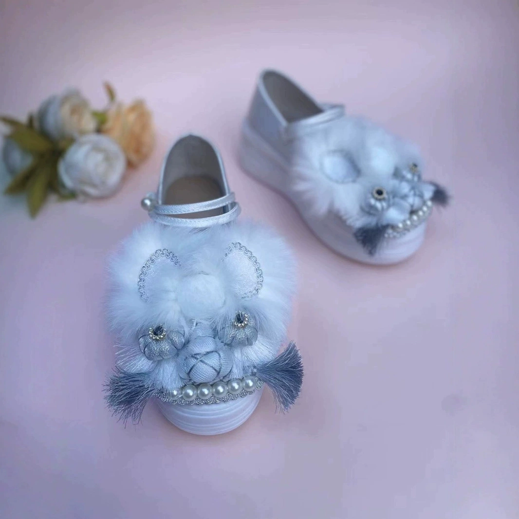 Тканевые туфли ручной работы для взрослых, туфли с головой тигра, новая национальная тенденция 2025 года, ретро-этническая серебристо-белая голова тигра 5 см