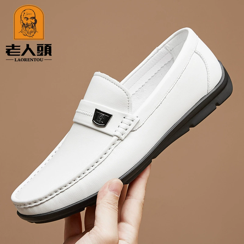 Мужская обувь Old Man's Head, весенне-осенняя мужская обувь, мягкая подошва, мужская повседневная кожаная шапка-бини, слипоны на мягкой подошве 23A017