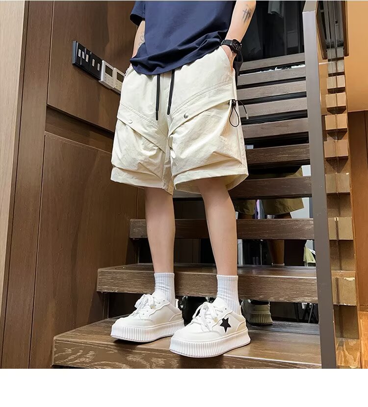 Men's Summer Cargo Shorts Trendy High Street Style Large Pockets Sporty High End Casual Five Point Pants_viptrois.com