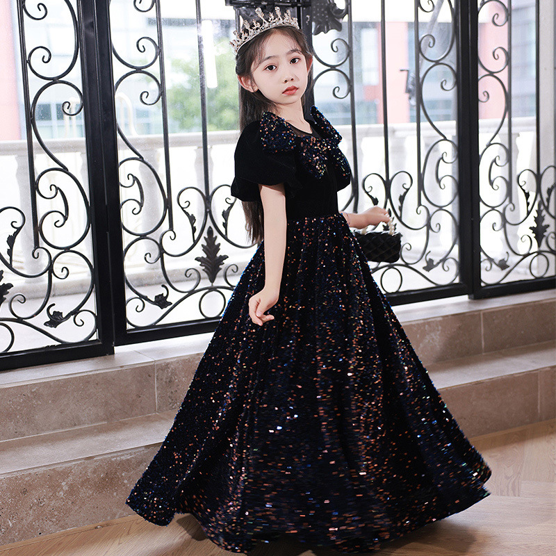 Girls Elegant Princess Evening Dress for Birthday Party Piano Recital And Host Performance Kids' Gown_voghion.com