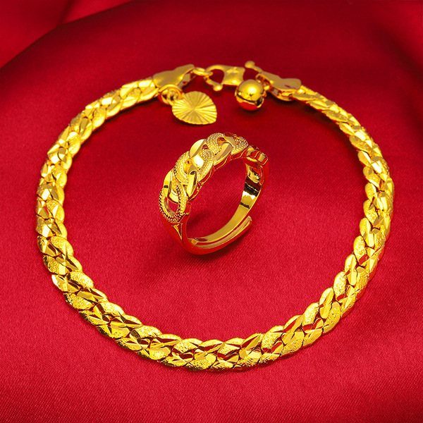 fashionable golden bracelet with pigtail