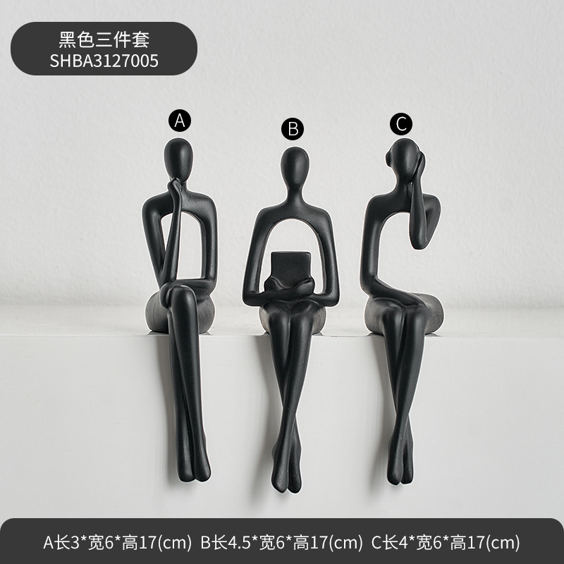 Wowu diseño original sentado figura decoración hogar salón vino gabinete TV gabinete luz lujo decoración abstracta