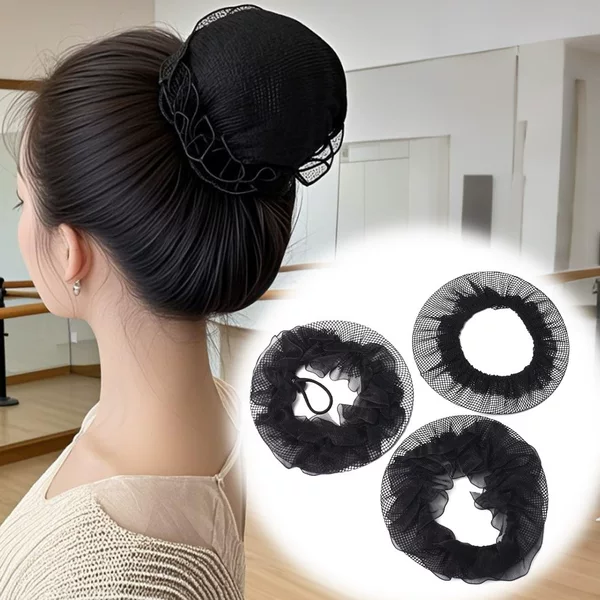 Lace Drawstring Disc Hair Net Dance Test Professional Flight Attendants High Elastic Hair Net Pocket Children's Head Flower