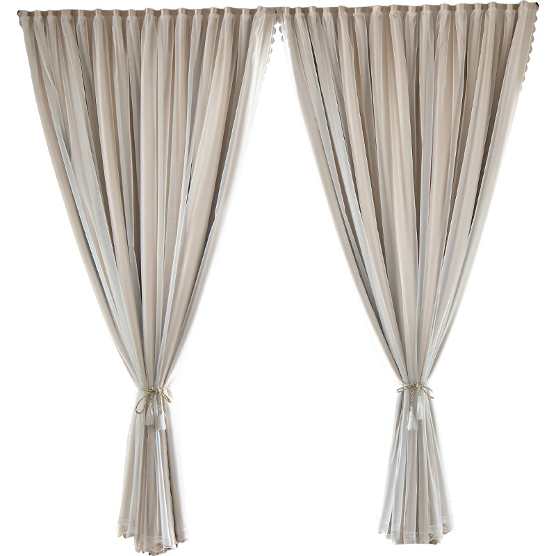 Cortina de color crema japonesa sombreado completo Instalación sin punzones de Velcro cortina de aislamiento insonorizada al por mayor entrega de una pieza