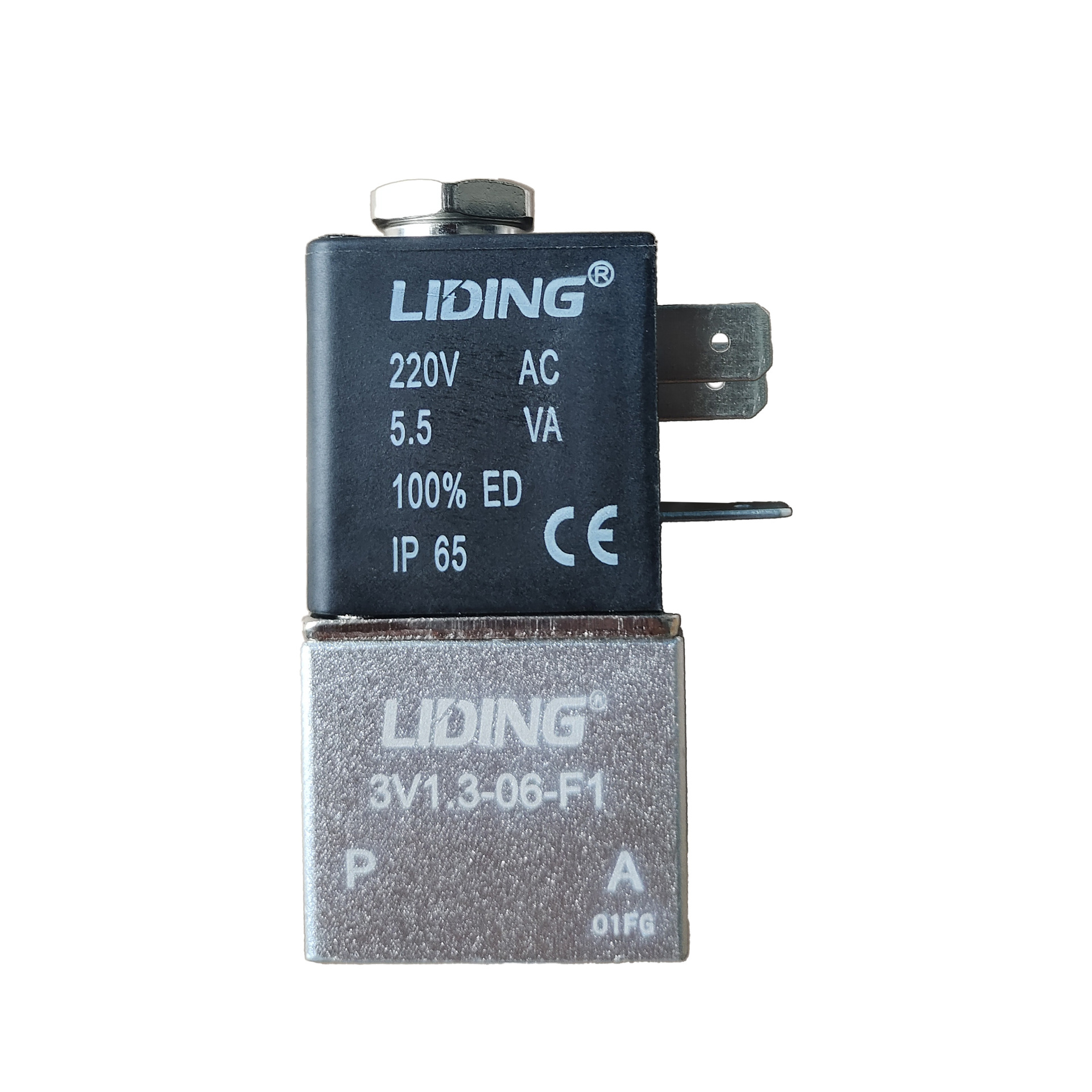 二位三通1mm通径直动式铝合金电磁阀三插脚式气体电磁阀