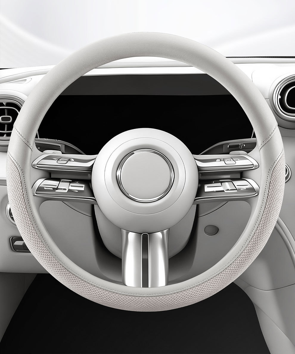 Car Steering Wheel Cover for All Seasons, Universal Leather Handle Cover for Interior Use, Dirt-Resistant, Non-Slip, Double D-Shaped, Wholesale from Manufacturer