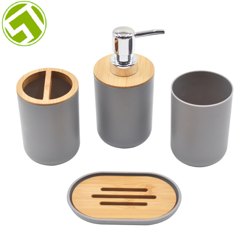 Nordic imitación resina combinación de plástico traje de baño de bambú suministros de baño decoración traje de lavado Conjunto de 4 piezas