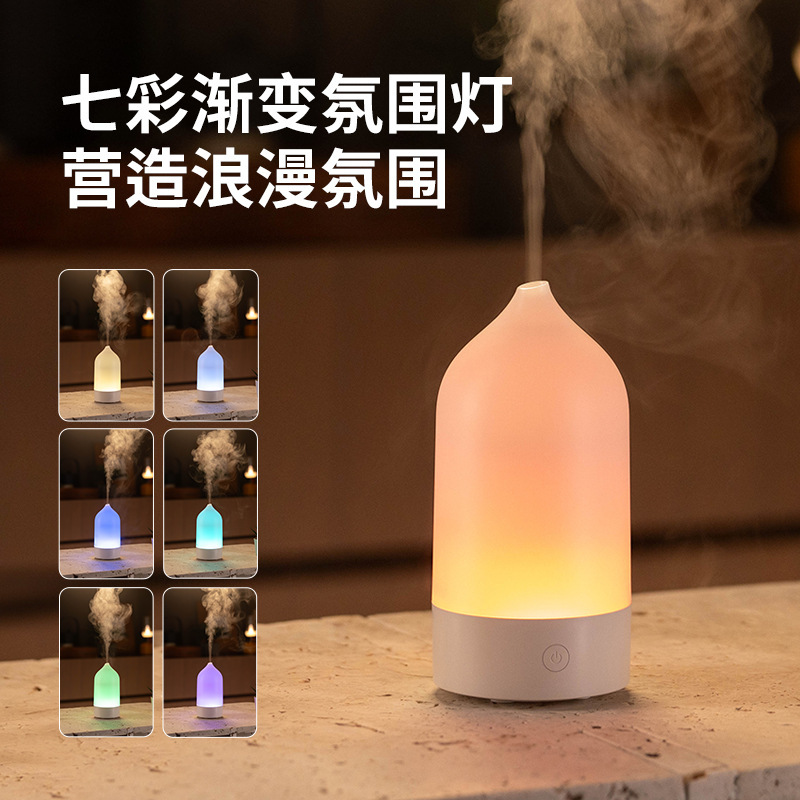 2025跨境新品花瓶香薰氛围灯加湿器七彩香薰机家用卧室精油扩香|undefined