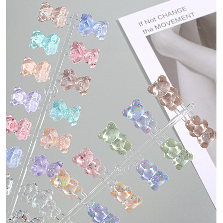 Nail Art Bear Bean Color Card Pattern Nail Polish Glue Display Color Acrylic Pure Transparent Color Plate Handmade