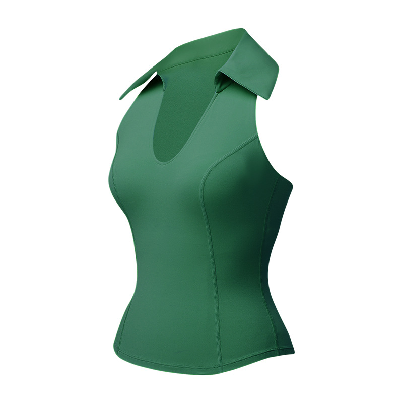 Chaleco deportivo transfronterizo sin mangas para mujer con posavasos con cuello en V tops de yoga solapa fitness ajustado de secado rápido tenis para correr