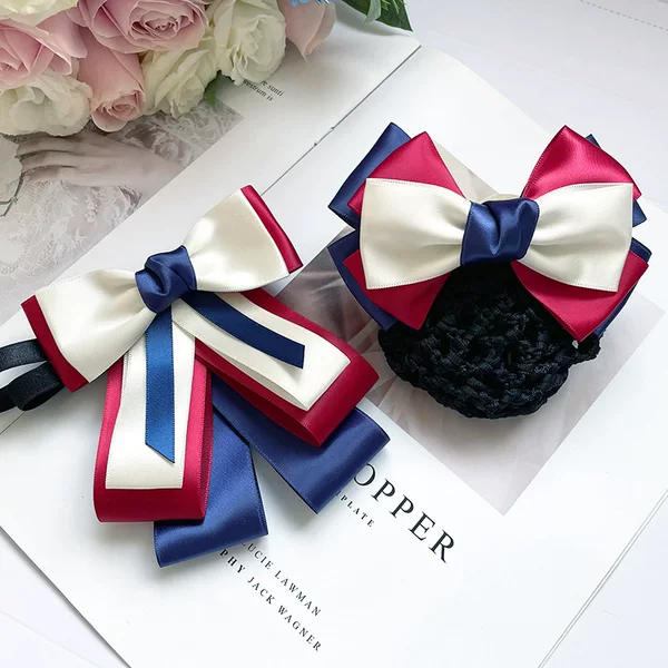 Bow Tie, Professional Head Flower, Hair Accessories, Bow Hair Net, Nurse Hairpin, Stewardess, Hotel, Bank, Stewardess Electric