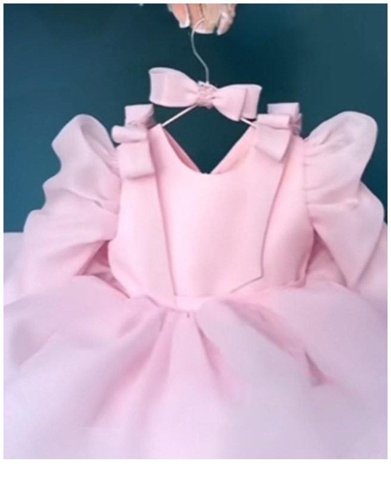 Vestito da principessa rosa per primo compleanno con fiocco_voghion.com