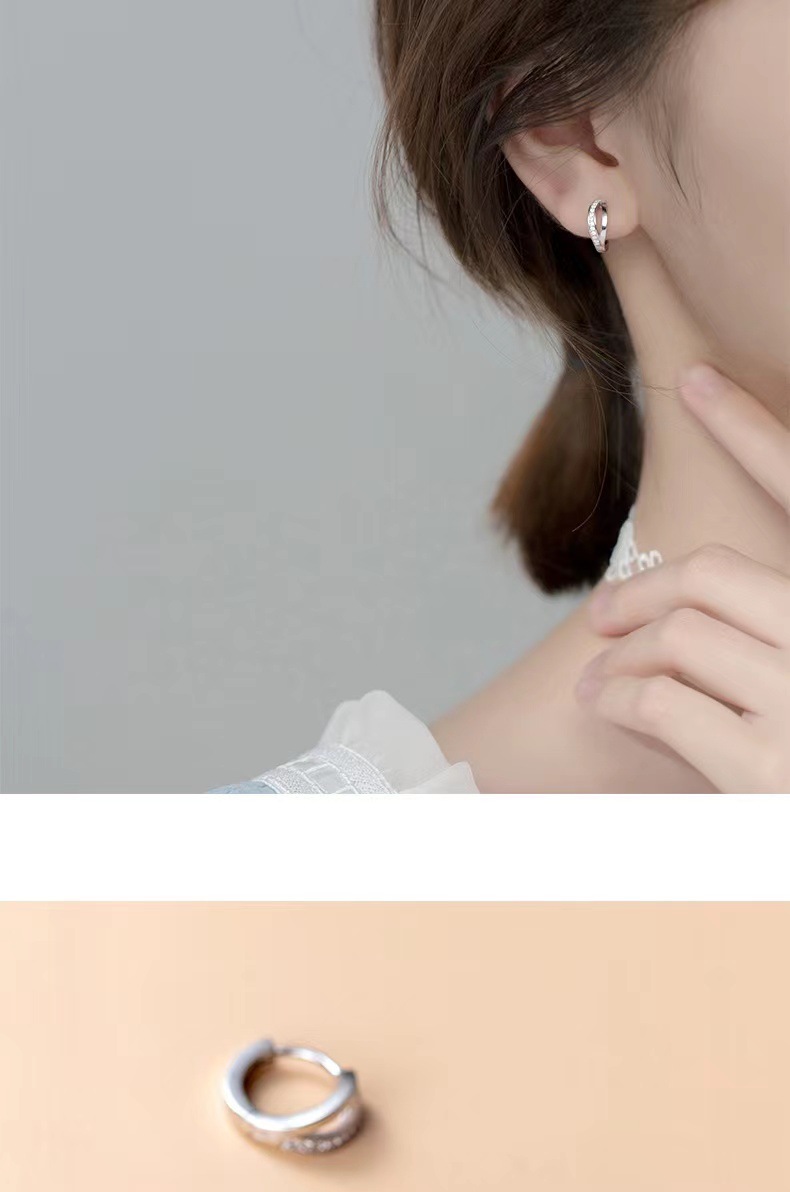 5g Weight Electroplated Gold Plating Process 925 Sterling Silver Ear Needle Material Golden Plated Plating Material Electroplated Golden Plated U Shape Copper Simple Style Inlay Hoop Earrings