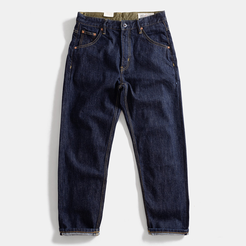 Heavy Red Ear Tannin Autumn and Winter Straight Loose Wide Leg Jeans Men's Torre Pants Casual Trousers Indigo