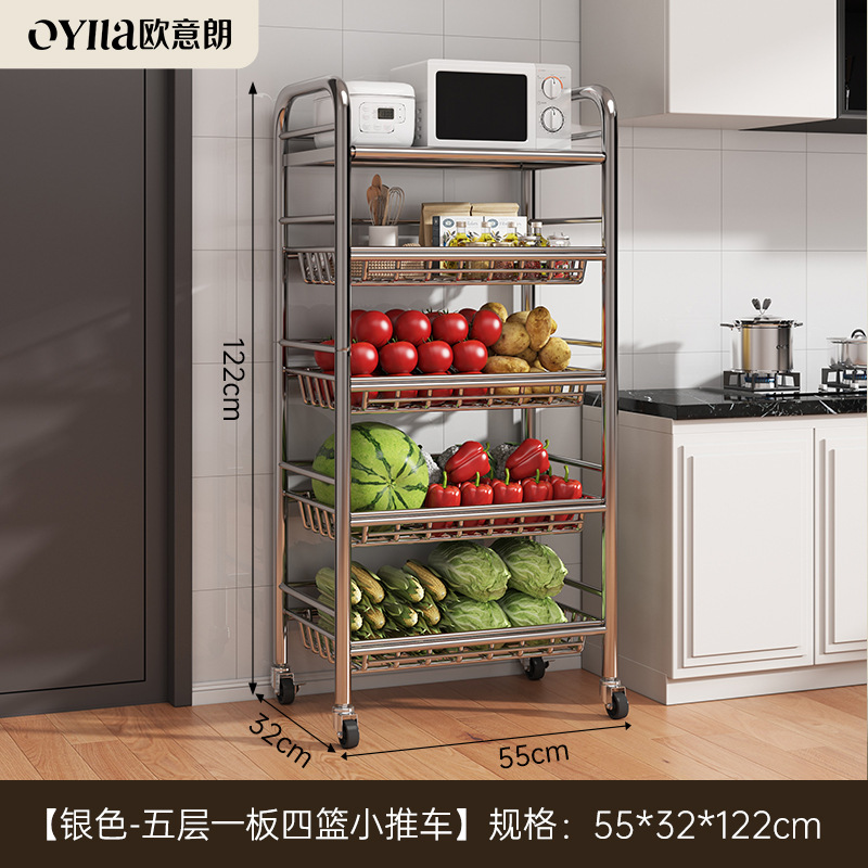 Estante de acero inoxidable de cocina estante de almacenamiento multifuncional de horno de microondas para horno de frutas y verduras multicapa estante pequeño