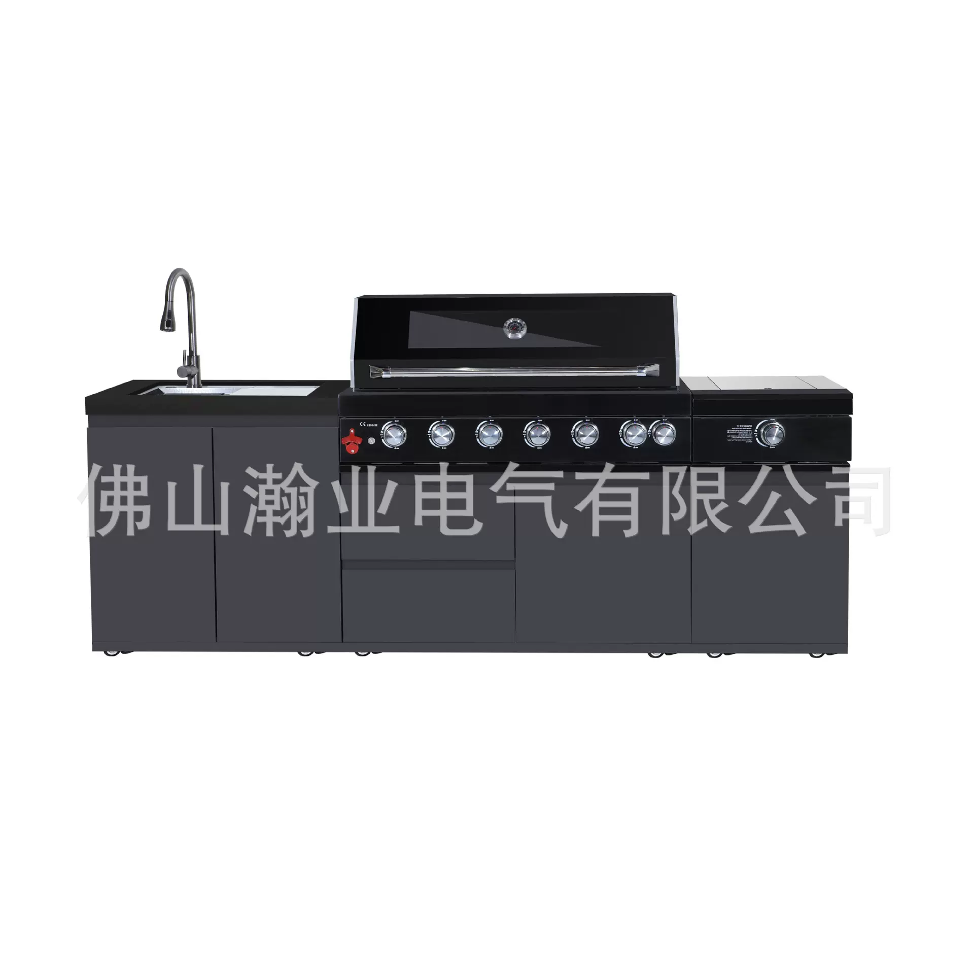 户外橱柜304不锈钢庭院别墅室外烧烤炉组合厨房柜子庭院厨房