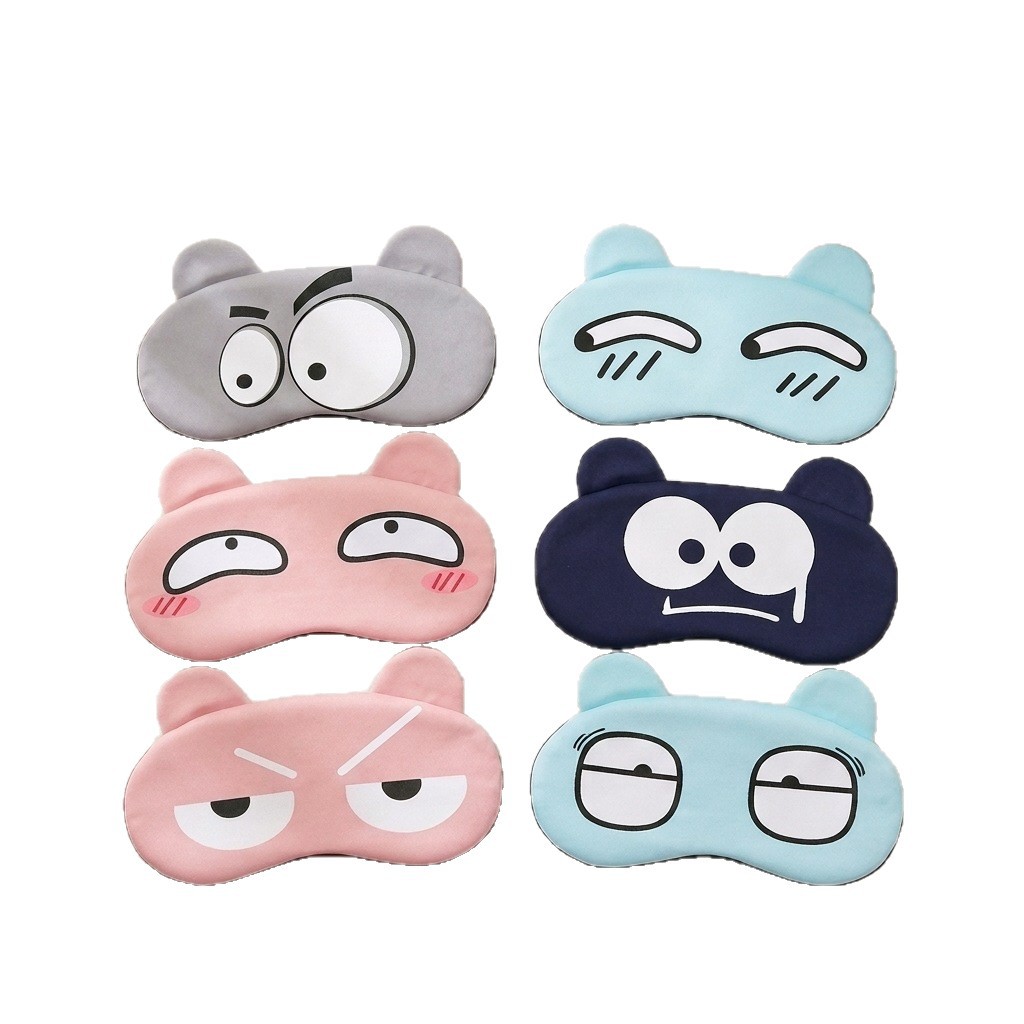 Máscara de ojos creativa con diseño de dibujos animados y ojos grandes, compresa fría, agradable para la piel, transpirable, bloquea la luz, portátil para viajes y siestas, venta al por mayor.