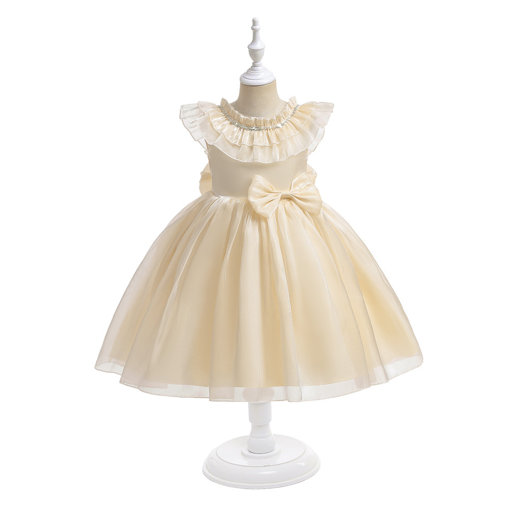 亞馬遜歐美新款花童禮服裙木耳邊蓬蓬連衣裙宴會公主裙girls gown