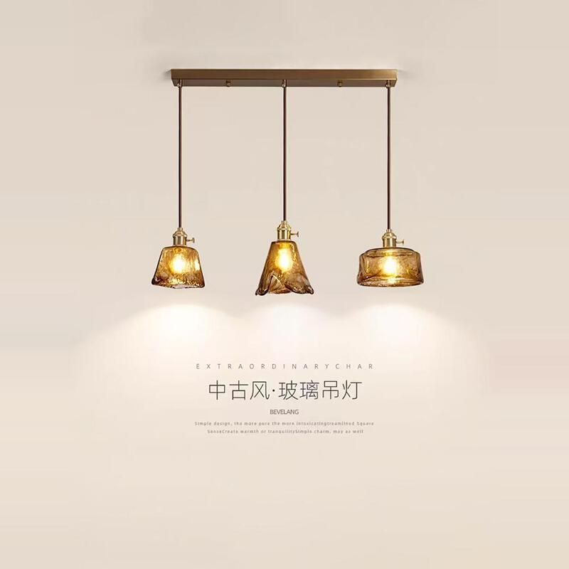 Wedding Retro Brass Glass Bedroom Bedside Lamp Japanese Style Simple Creative Fashion Bar Bar Restaurant Chandelier