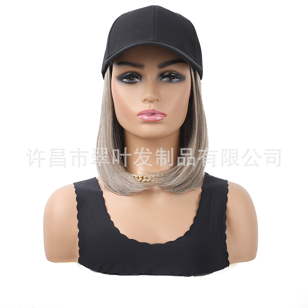 Sombrero pelucas fibra química corta pelo recto Bobo cabeza en una peluca de moda pelucas 10 pulgadas