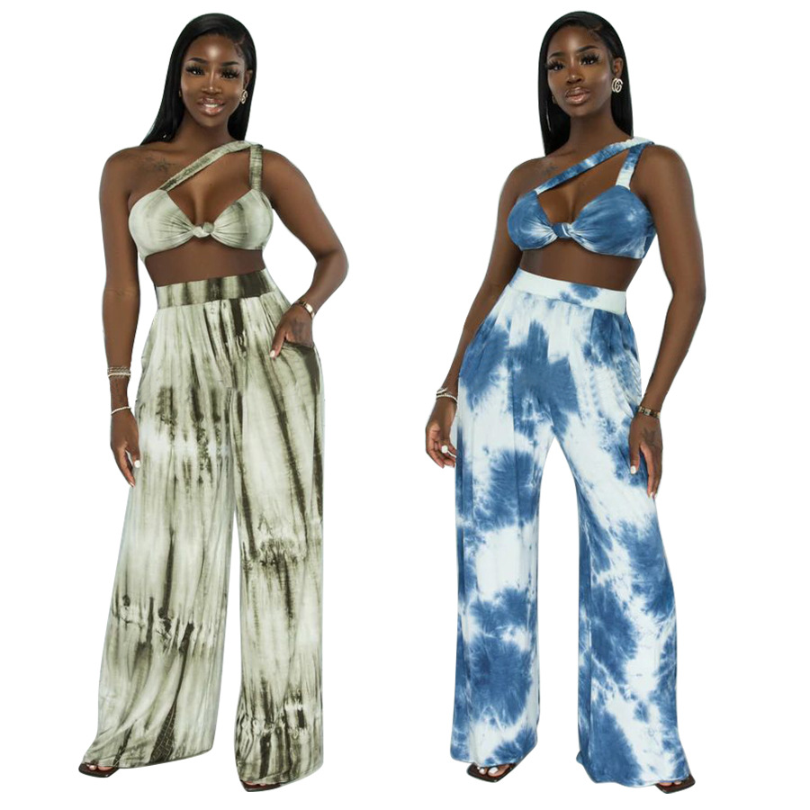 Vacances Du Quotidien Plage Femmes Vacances Teinture Par Cravate Polyester Impression Ensembles De Pantalons Ensembles De Pantalons display picture 1