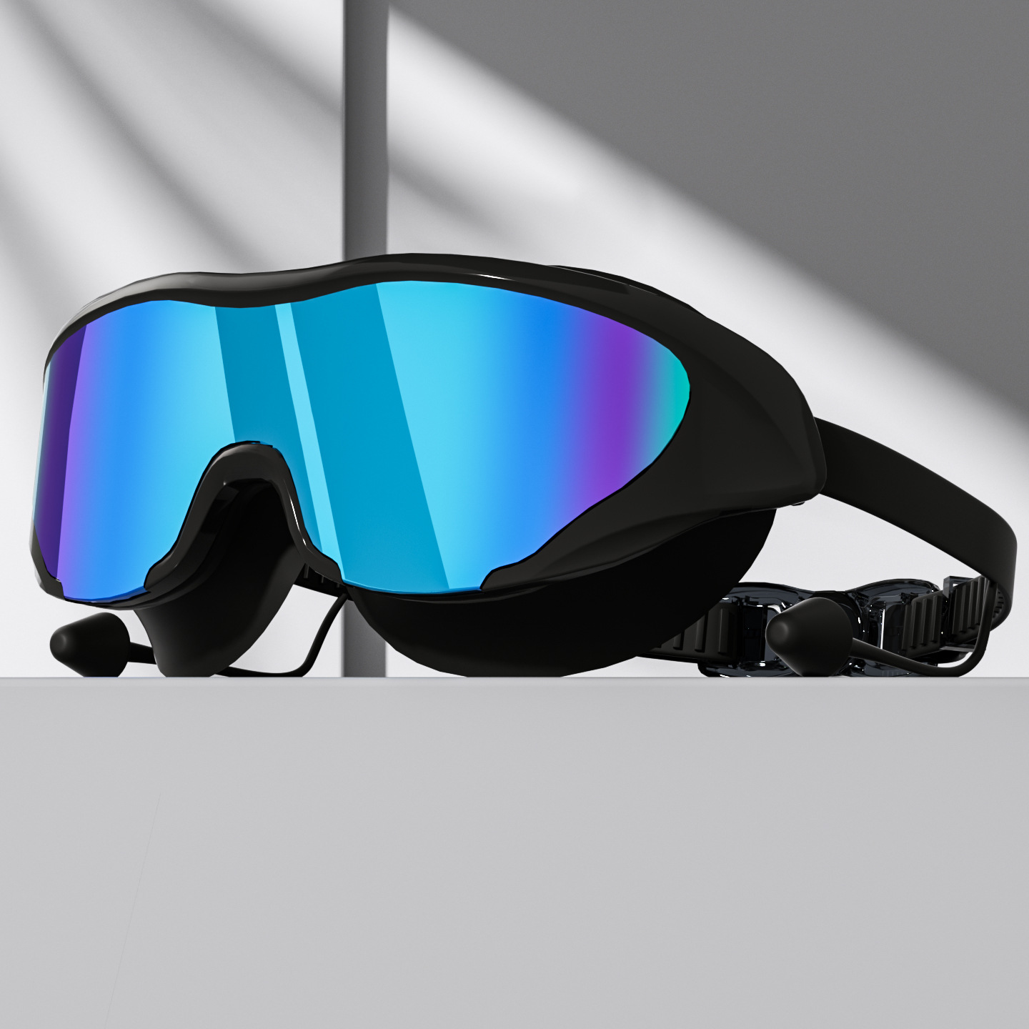 Set de Gafas y Gorro de Natación de Marco Grande PC y Silicona Antivaho e Impermeable para Adultos