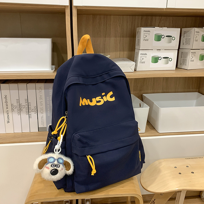 美式复古书包女大学生时尚大容量旅行包简约百搭高中初中学生背包|undefined