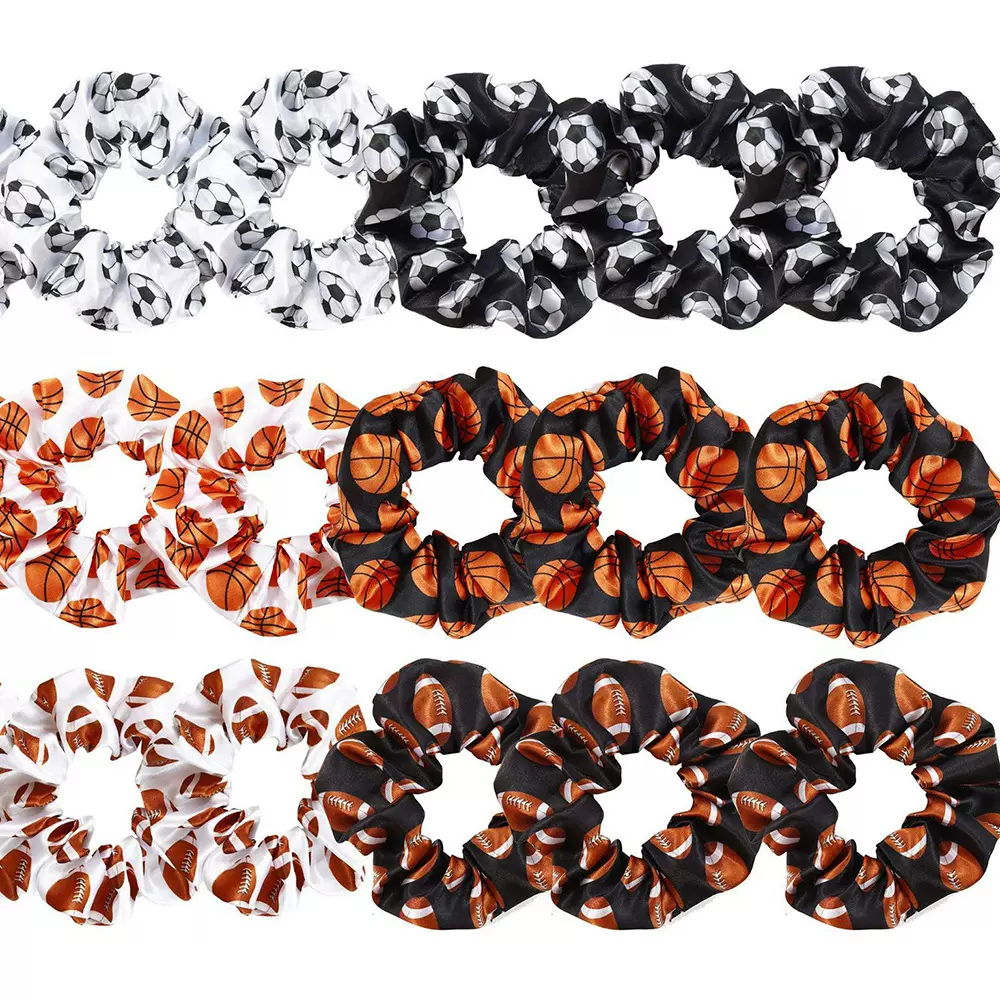 跨境印花篮球篮球橄榄球大肠发圈高马尾头绳高弹力头圈女发饰批发