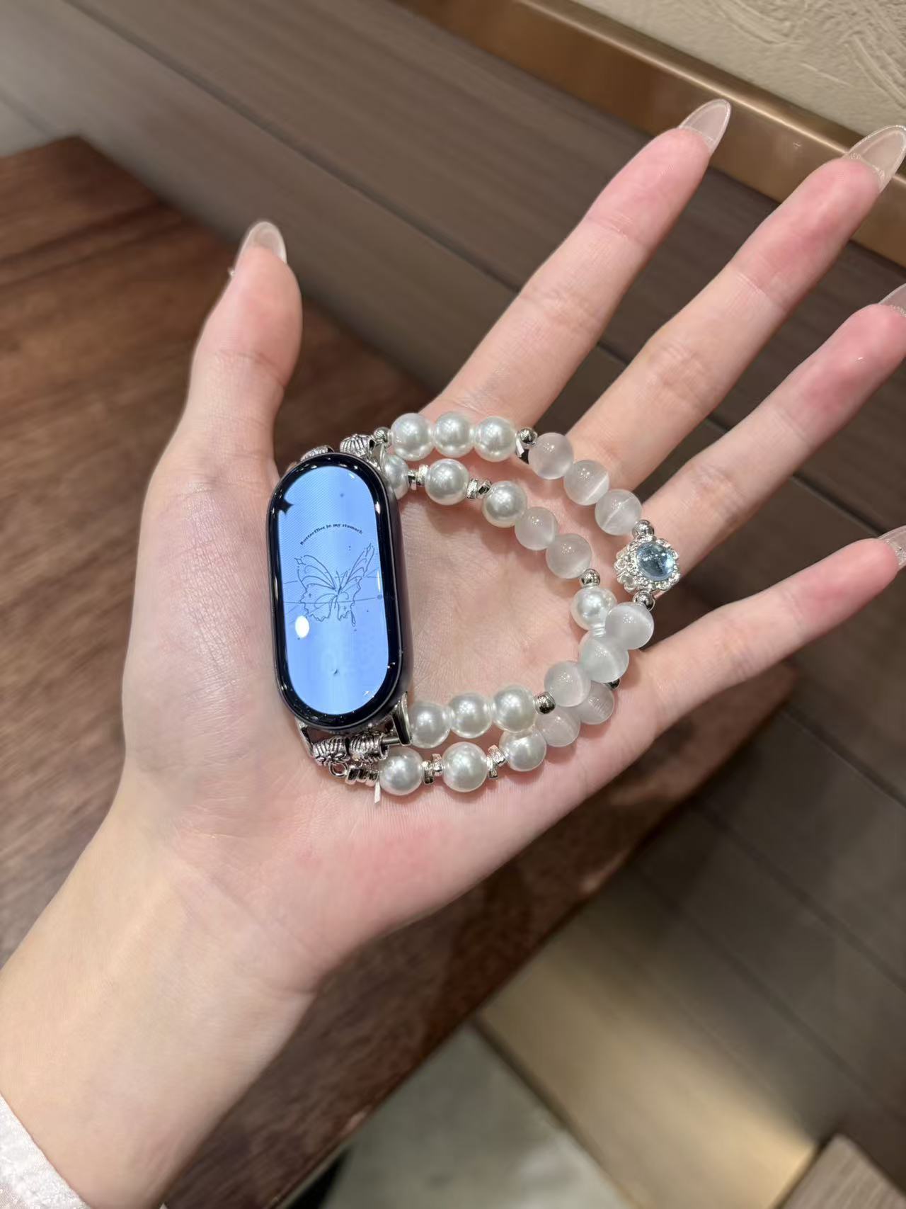 Watch strap - blue and white cat eye